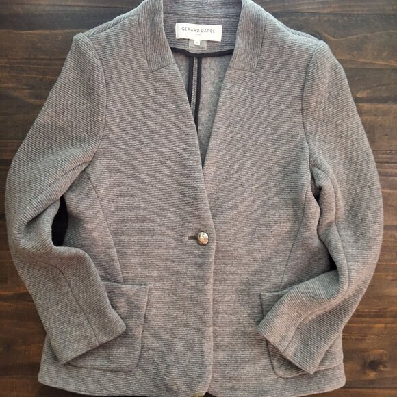 Gerard Darel Paris Grey Wool Blazer Jacket Single Button Closer Sz 44 Eu 12 US C - Picture 3 of 8